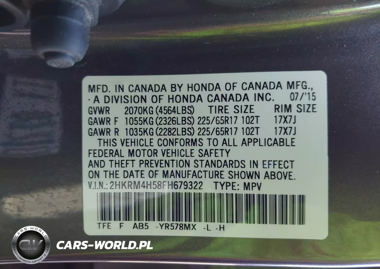 2015 Honda Cr-V Ex VIN:2HKRM4H58FH679322 - 9