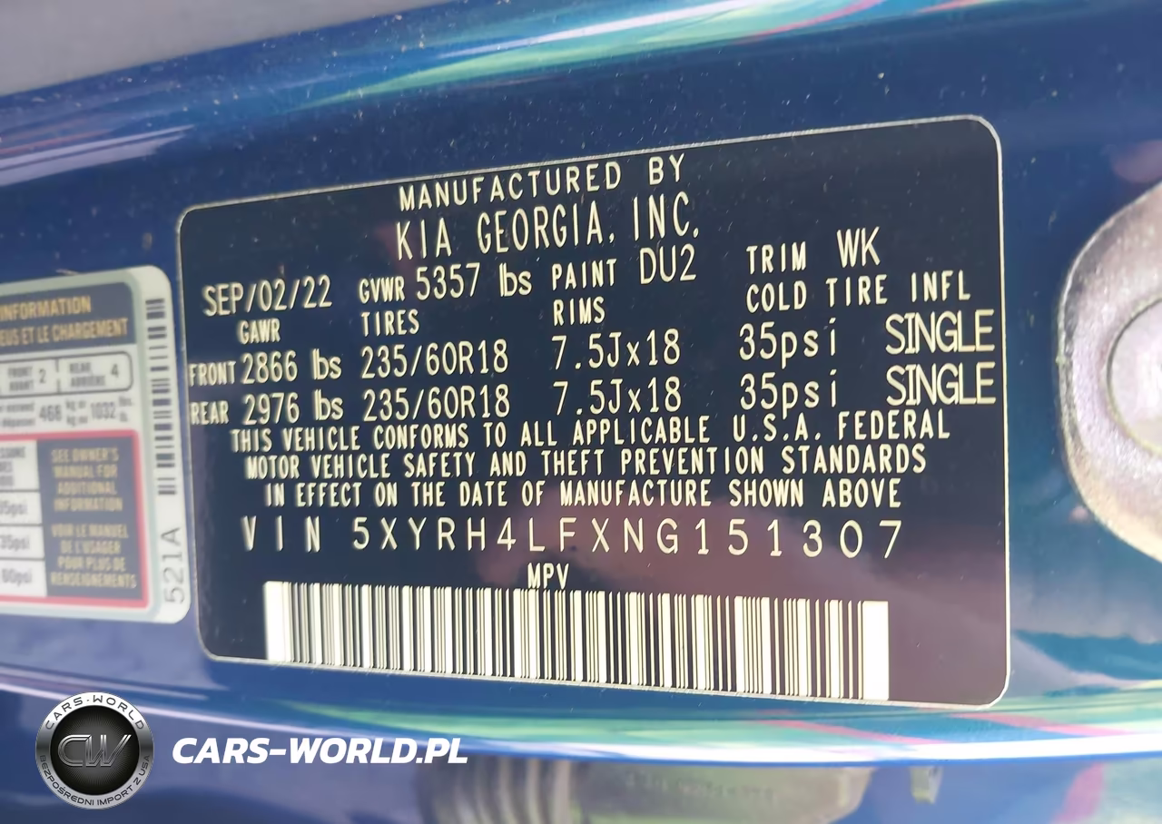 2022 Kia Sorento Ex VIN:5XYRH4LFXNG151307 - 9