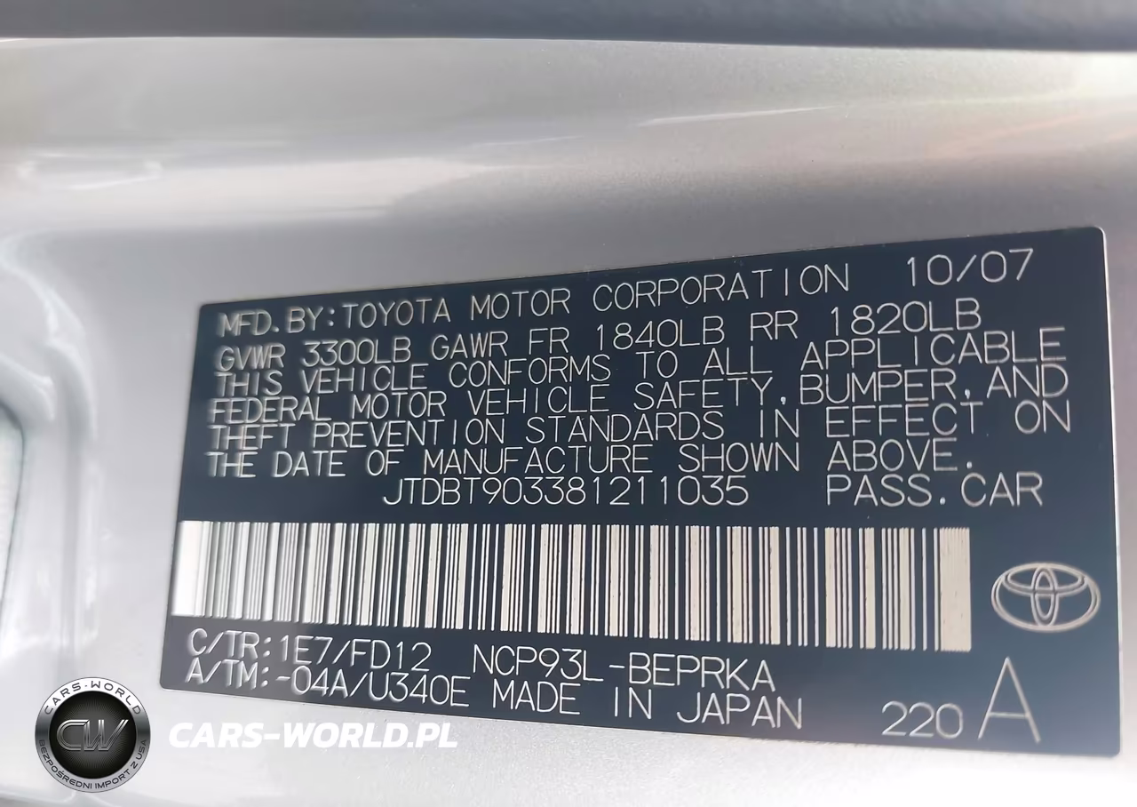 2008 Toyota Yaris VIN:JTDBT903381211035 - 9