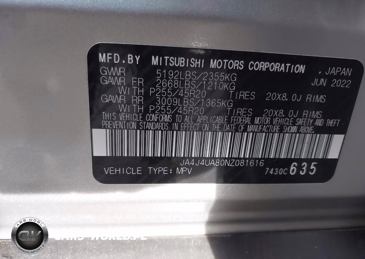 2022 Mitsubishi Outlander Black Edition S-Awc-Se 2.5 S-Awc-Se Launch Edition S-Awc VIN:JA4J4UA80NZ081616 - 9