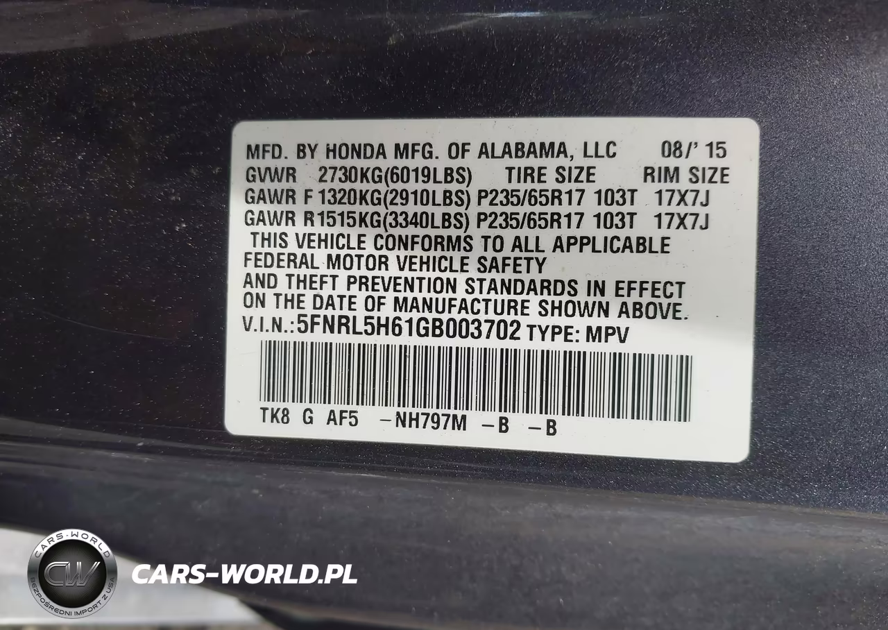 2016 Honda Odyssey Ex-L VIN:5FNRL5H61GB003702 - 9