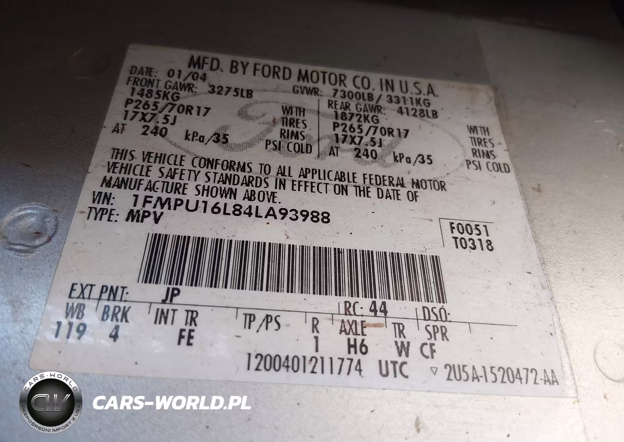 2004 Ford Expedition Nbx-Xlt VIN:1FMPU16L84LA93988 - 9