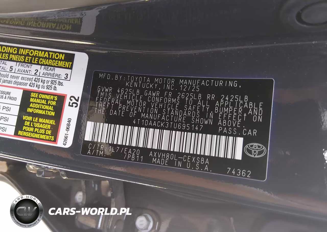 2026 Toyota Camry Se VIN:4T1DAACK3TU695147 - 9