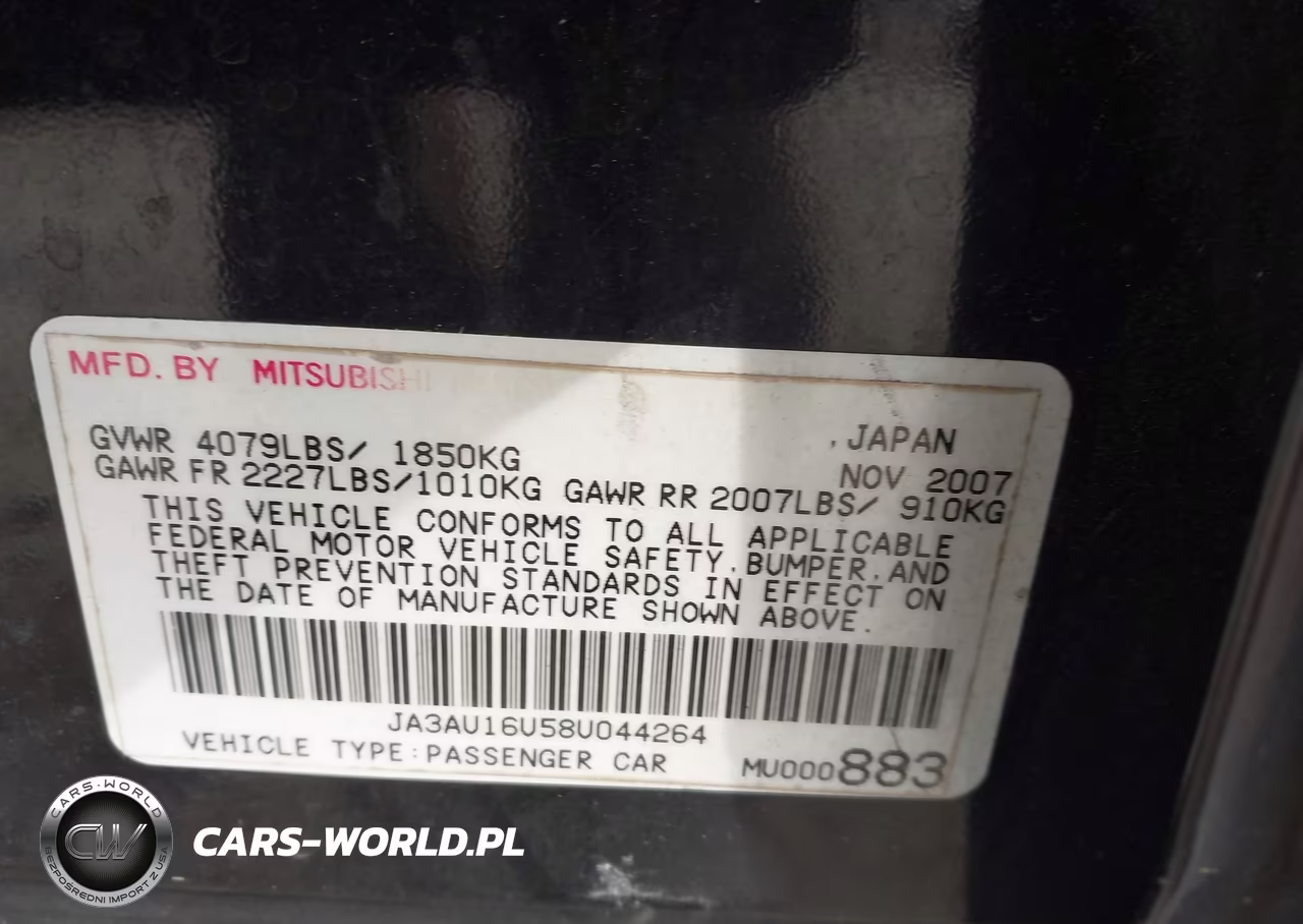 2008 Mitsubishi Lancer De VIN:JA3AU16U58U044264 - 9