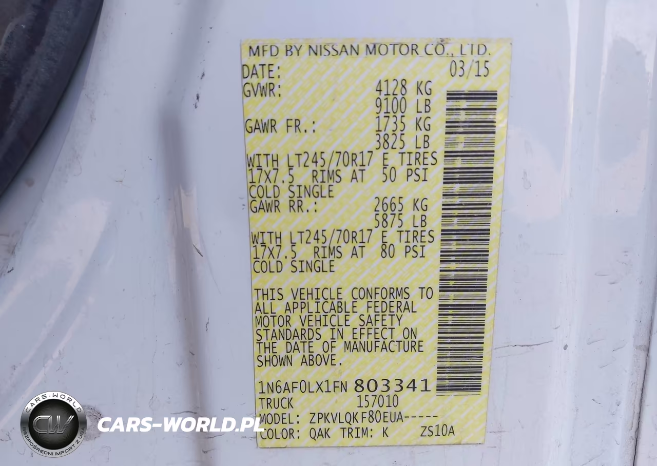 2015 Nissan Nv Cargo Nv2500 Hd S V8-Sl V8-Sv V8 VIN:1N6AF0LX1FN803341 - 9