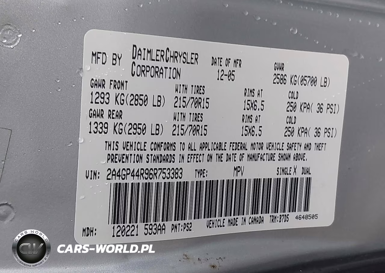 2006 Chrysler Town & Country Lx VIN:2A4GP44R96R753383 - 9