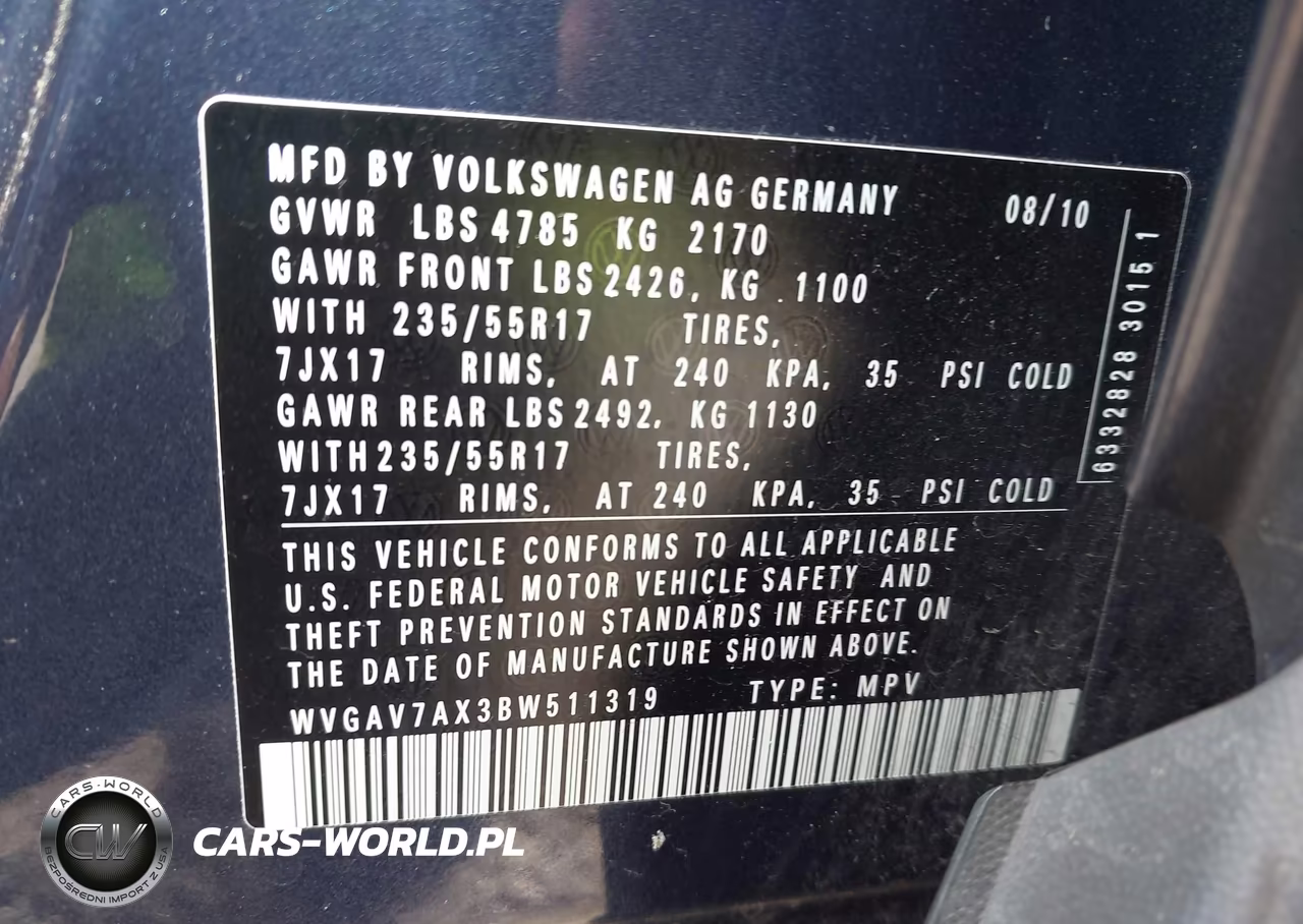 2011 Volkswagen Tiguan Se VIN:WVGAV7AX3BW511319 - 9
