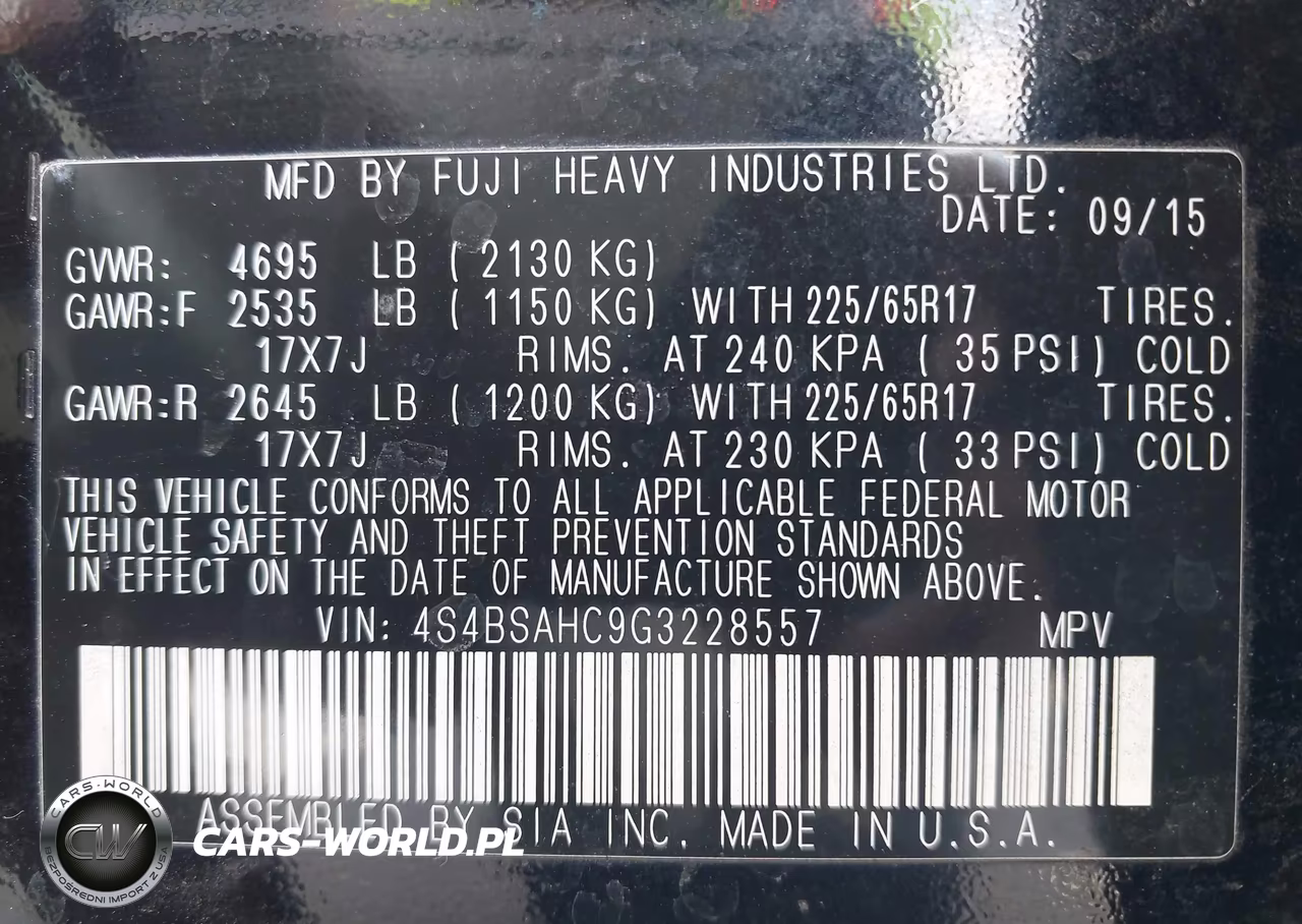 2016 Subaru Outback 2.5I Premium VIN:4S4BSAHC9G3228557 - 9