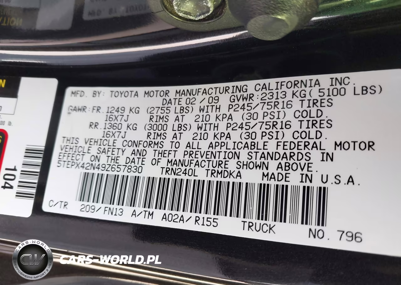 2009 Toyota Tacoma VIN:5TEPX42N49Z657830 - 9