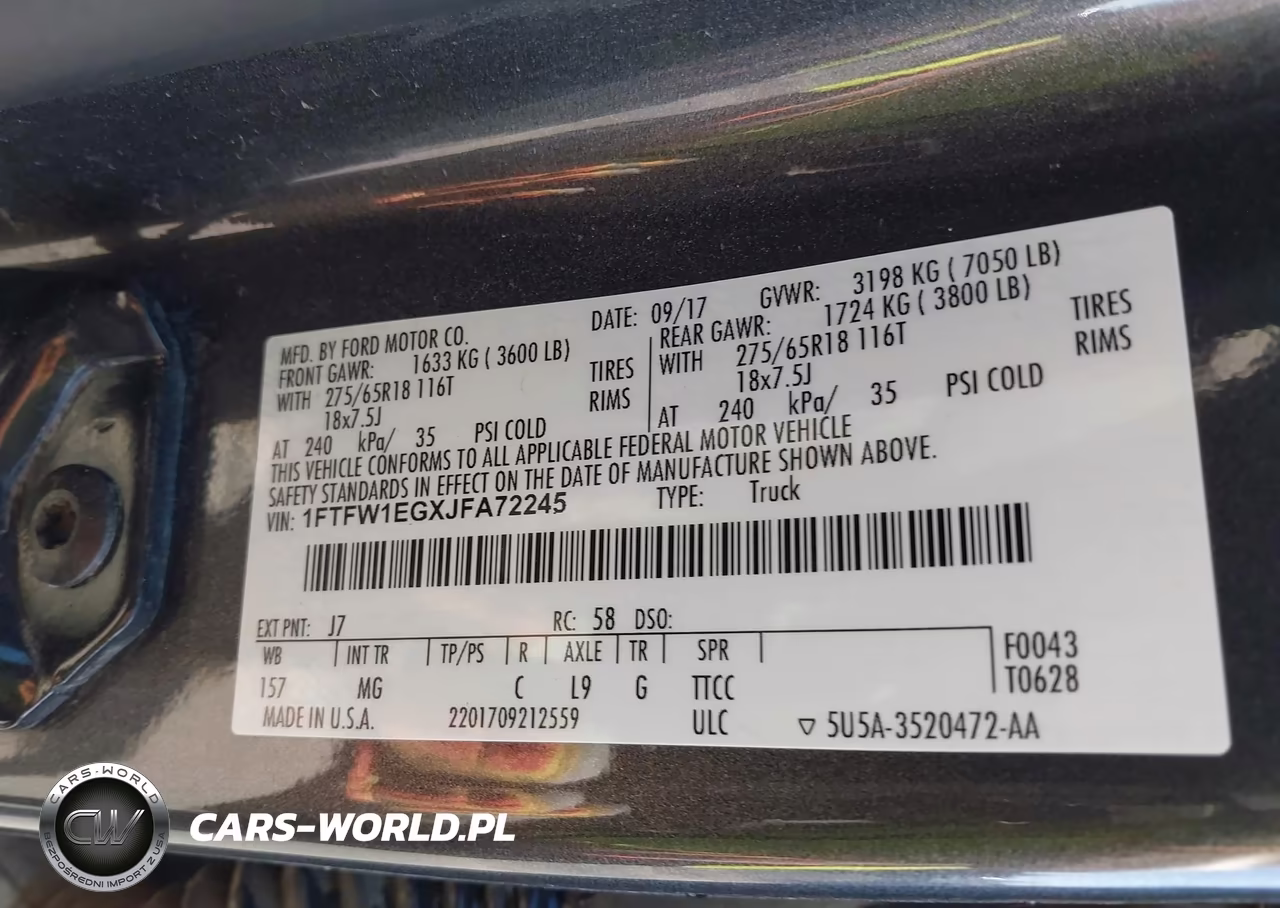 2018 Ford F-150 Xlt VIN:1FTFW1EGXJFA72245 - 9