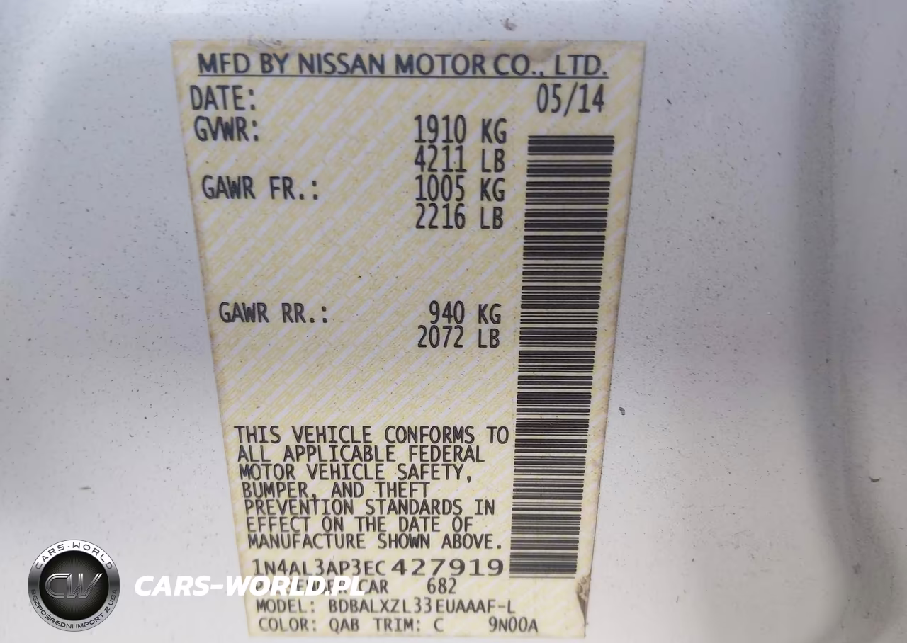 2014 Nissan Altima 2.5 Sl VIN:1N4AL3AP3EC427919 - 9
