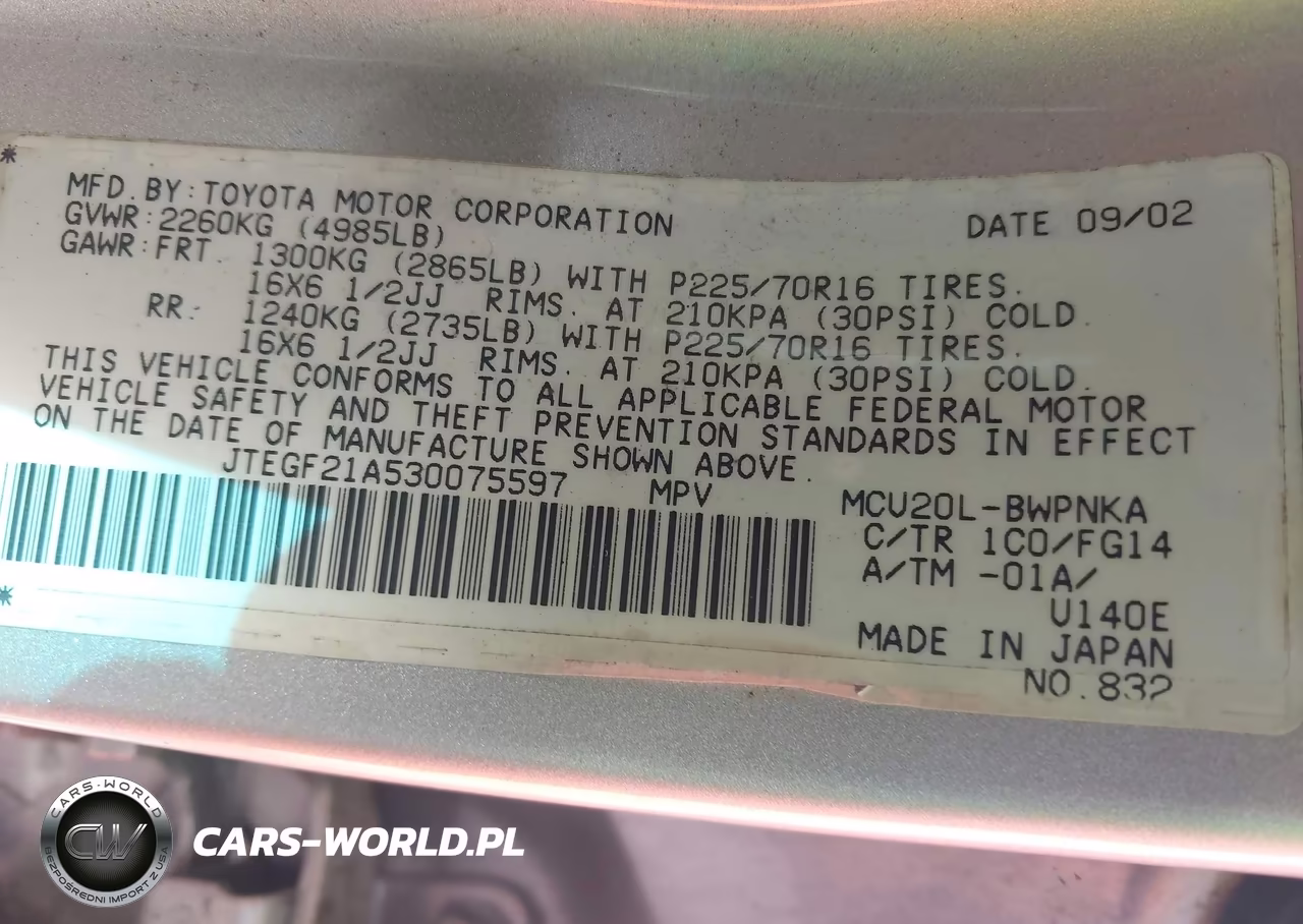 2003 Toyota Highlander V6 (A4) VIN:JTEGF21A530075597 - 9