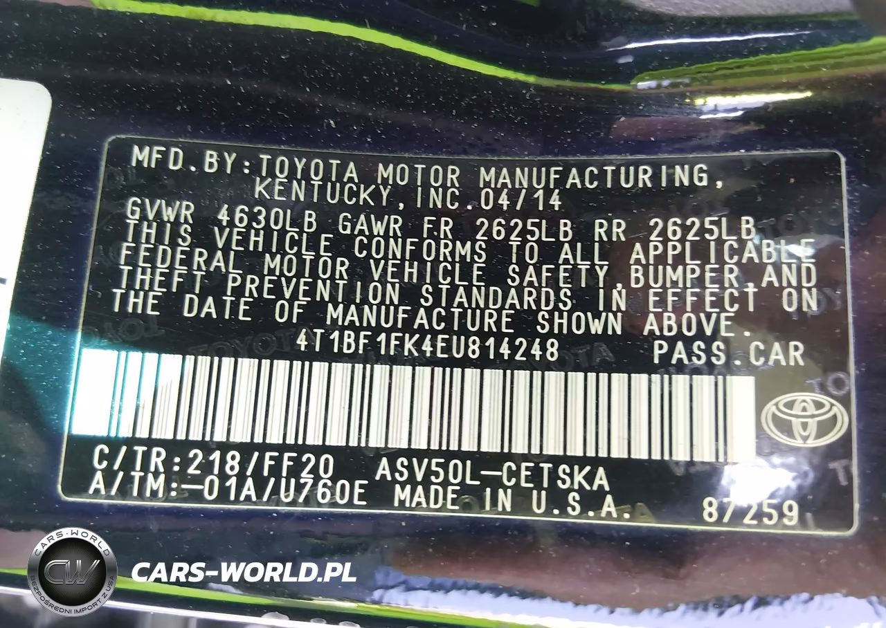 2014 Toyota Camry Se VIN:4T1BF1FK4EU814248 - 9