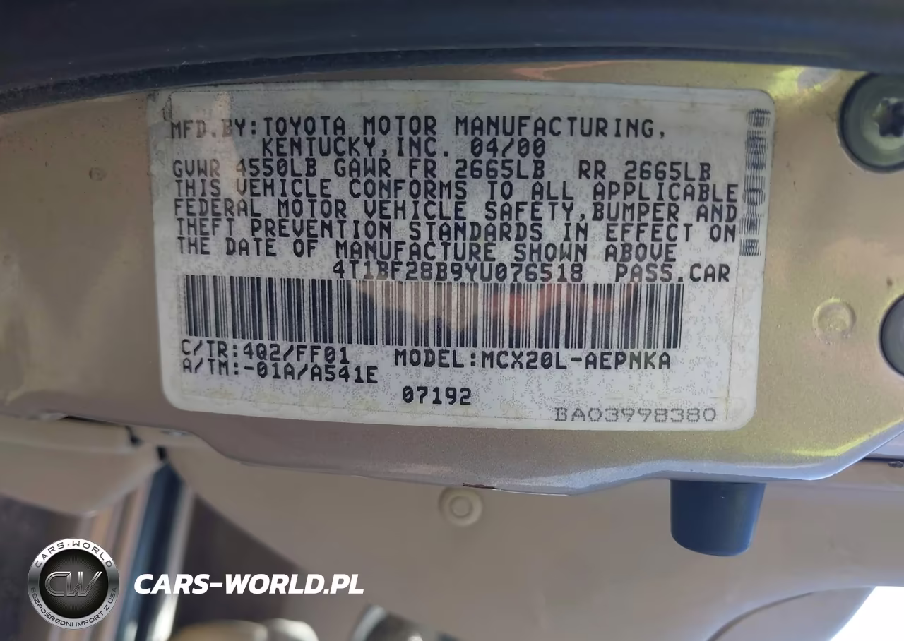 2000 Toyota Avalon Xl VIN:4T1BF28B9YU076518 - 9