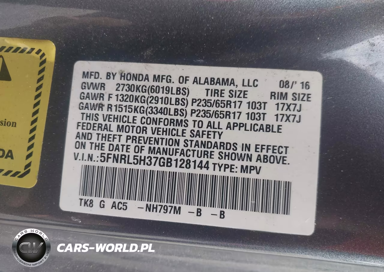 2016 Honda Odyssey Se VIN:5FNRL5H37GB128144 - 9