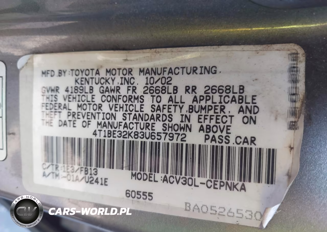 2003 Toyota Camry Le VIN:4T1BE32K83U657972 - 9