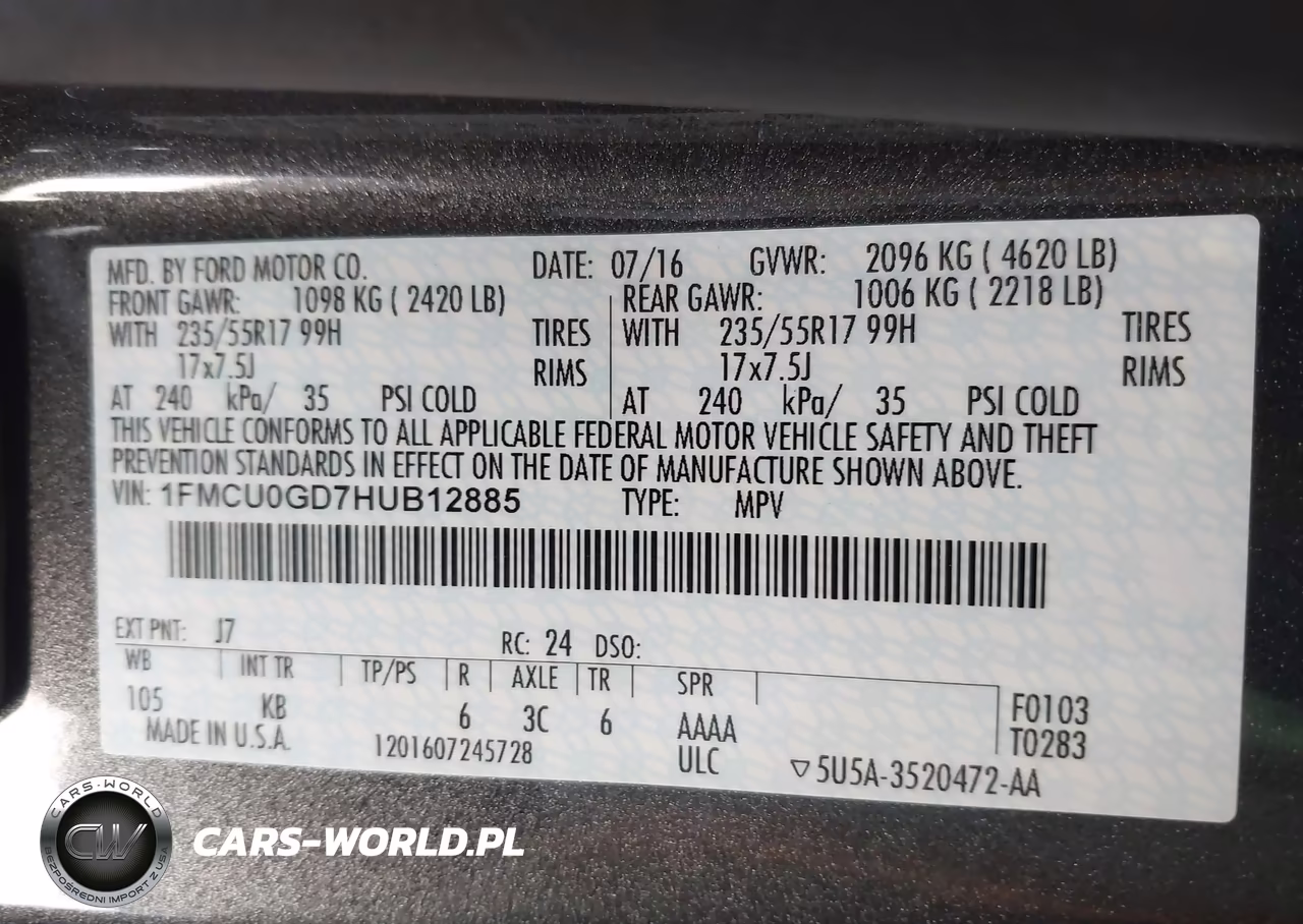 2017 Ford Escape Se VIN:1FMCU0GD7HUB12885 - 9