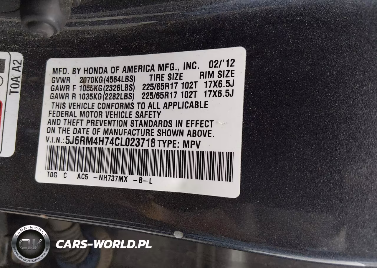 2012 Honda Cr-V Ex-L VIN:5J6RM4H74CL023718 - 9