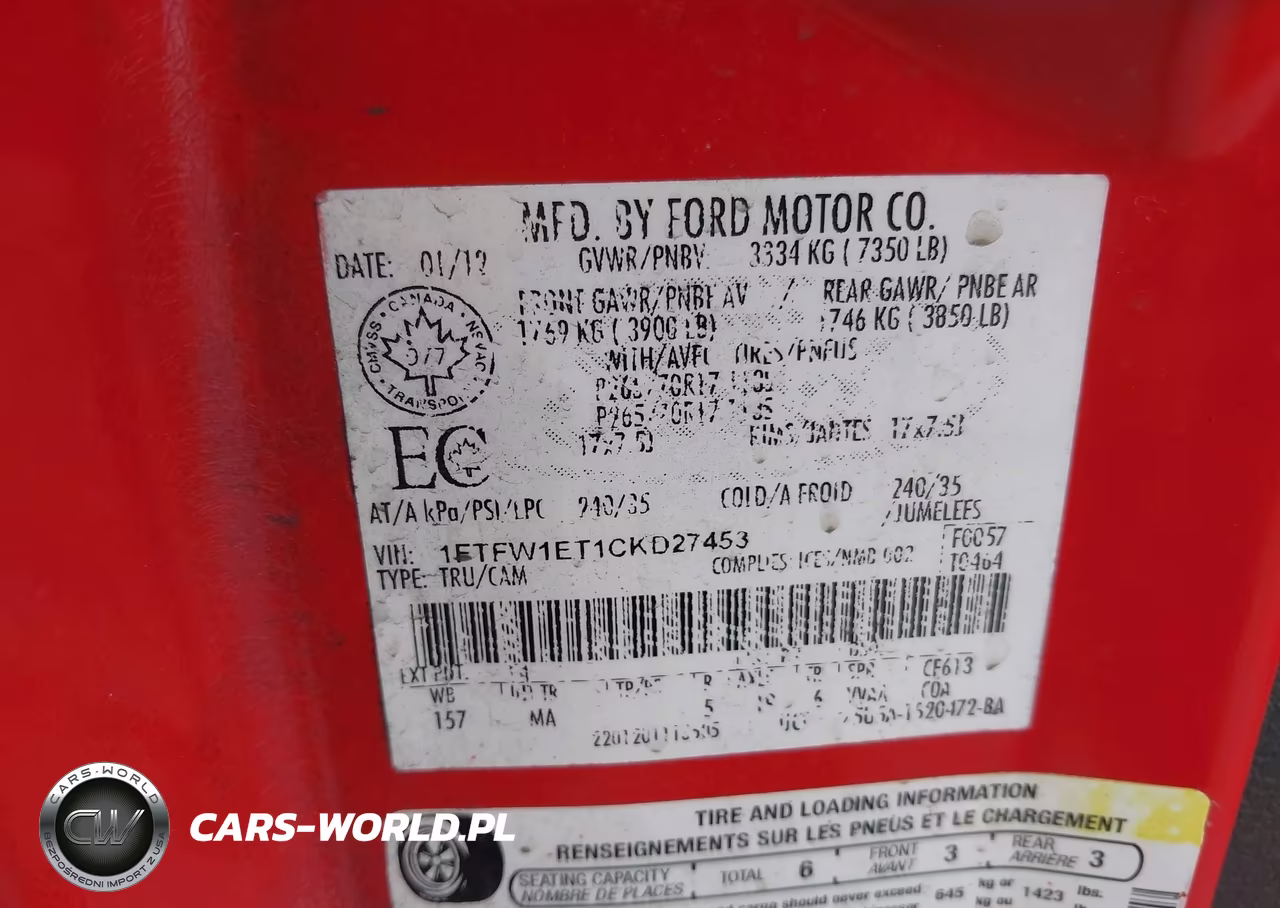 2012 Ford F-150 Xlt VIN:1FTFW1ET1CKD27453 - 9