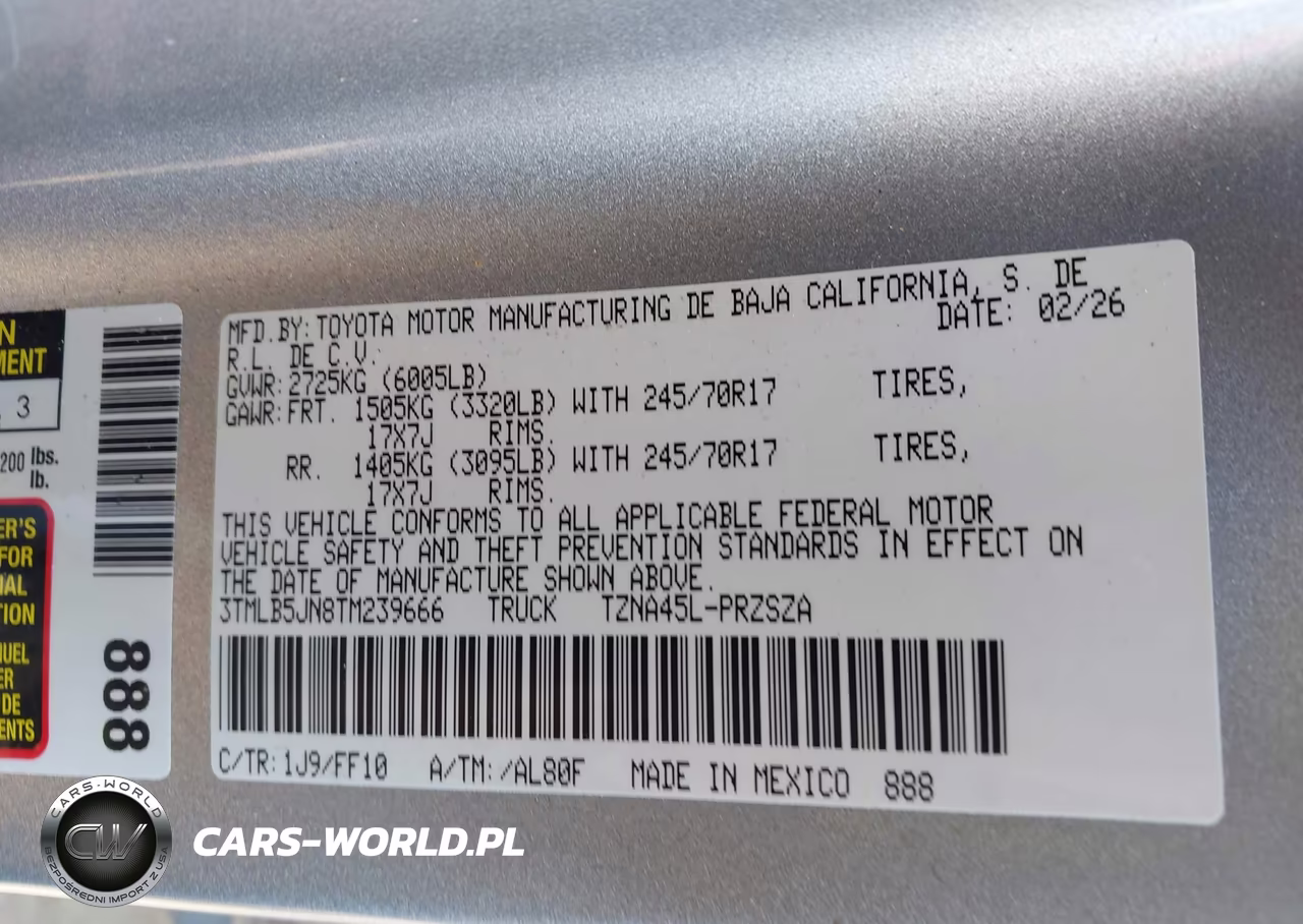 2026 Toyota Tacoma Sr5 VIN:3TMLB5JN8TM239666 - 9