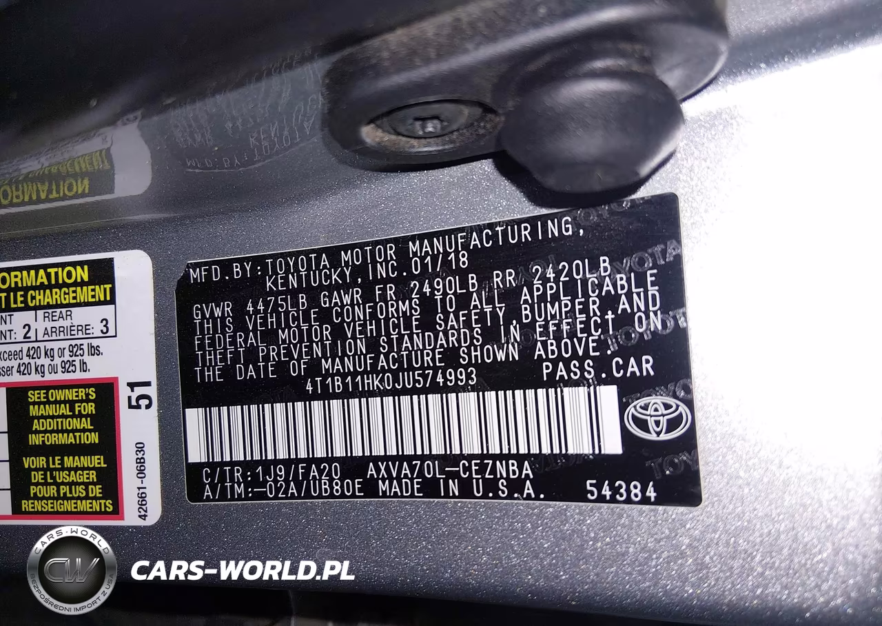 2018 Toyota Camry Le VIN:4T1B11HK0JU574993 - 9