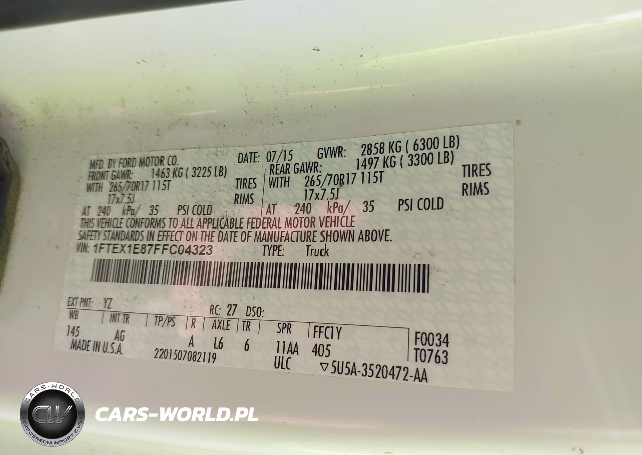 2015 Ford F-150 Xl VIN:1FTEX1E87FFC04323 - 9