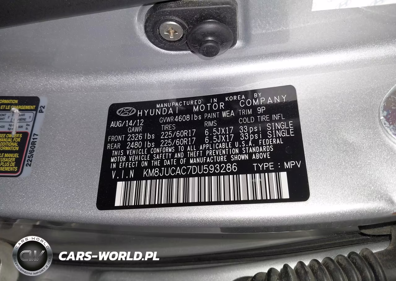 2013 Hyundai Tucson Gls VIN:KM8JUCAC7DU593286 - 9