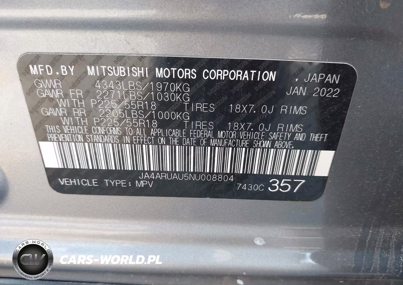 2022 Mitsubishi Outlander Sport 2.0 Le Awc VIN:JA4ARUAU5NU008804 - 9
