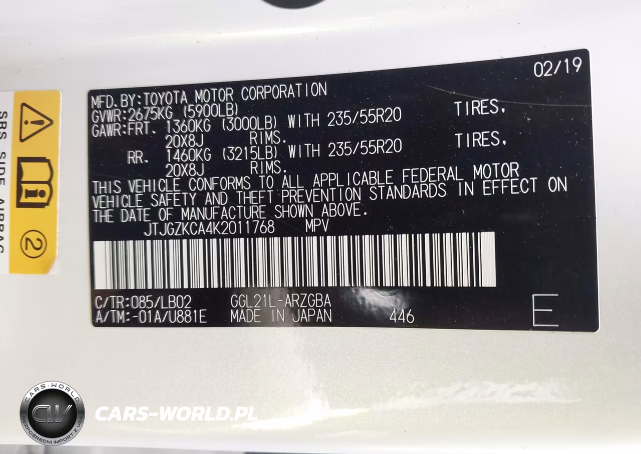 2019 Lexus Rx 350L Premium VIN:JTJGZKCA4K2011768 - 9