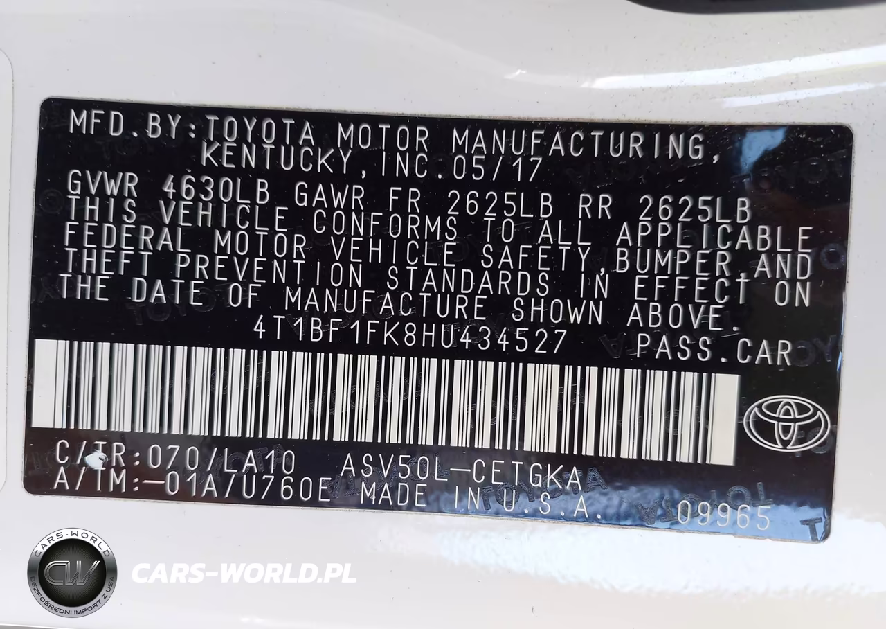 2017 Toyota Camry Xle VIN:4T1BF1FK8HU434527 - 9