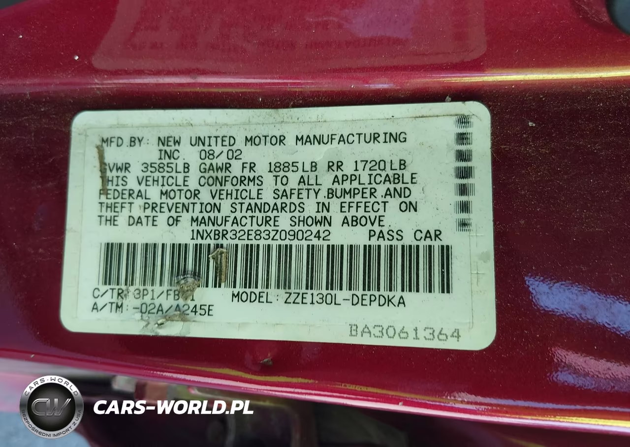 2003 Toyota Corolla Ce VIN:1NXBR32E83Z090242 - 9