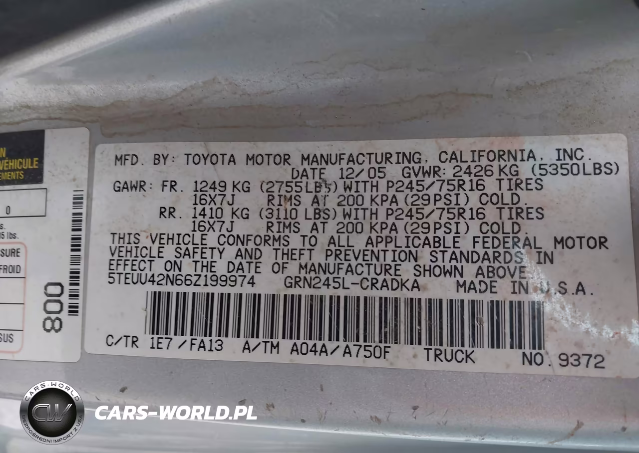 2006 Toyota Tacoma Base V6 VIN:5TEUU42N66Z199974 - 9