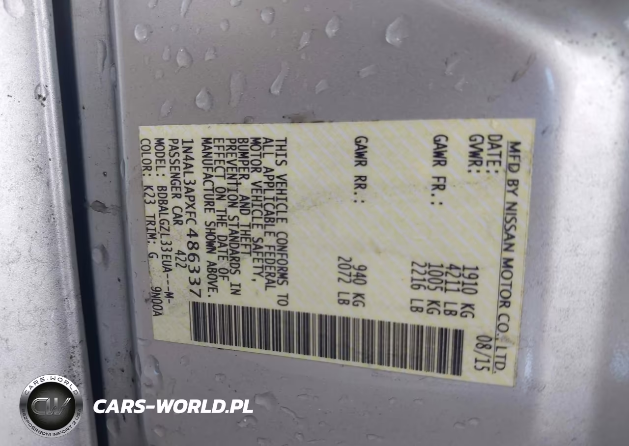 2015 Nissan Altima 2.5 S VIN:1N4AL3APXFC486337 - 9