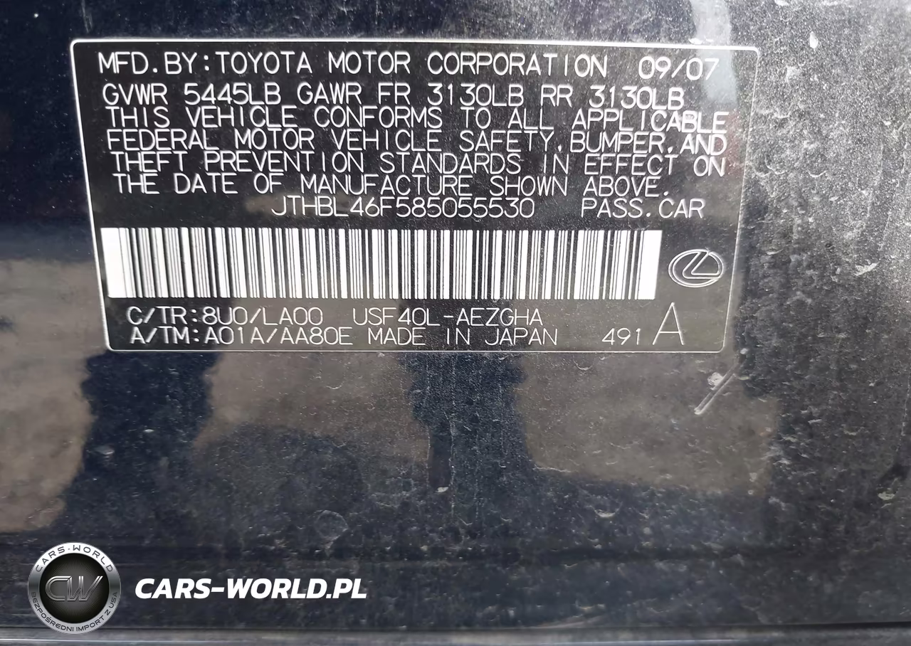 2008 Lexus Ls 460 VIN:JTHBL46F585055530 - 9