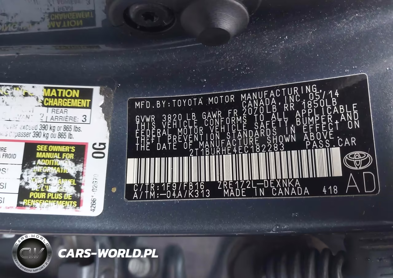 2014 Toyota Corolla Le VIN:2T1BURHE4EC182283 - 9