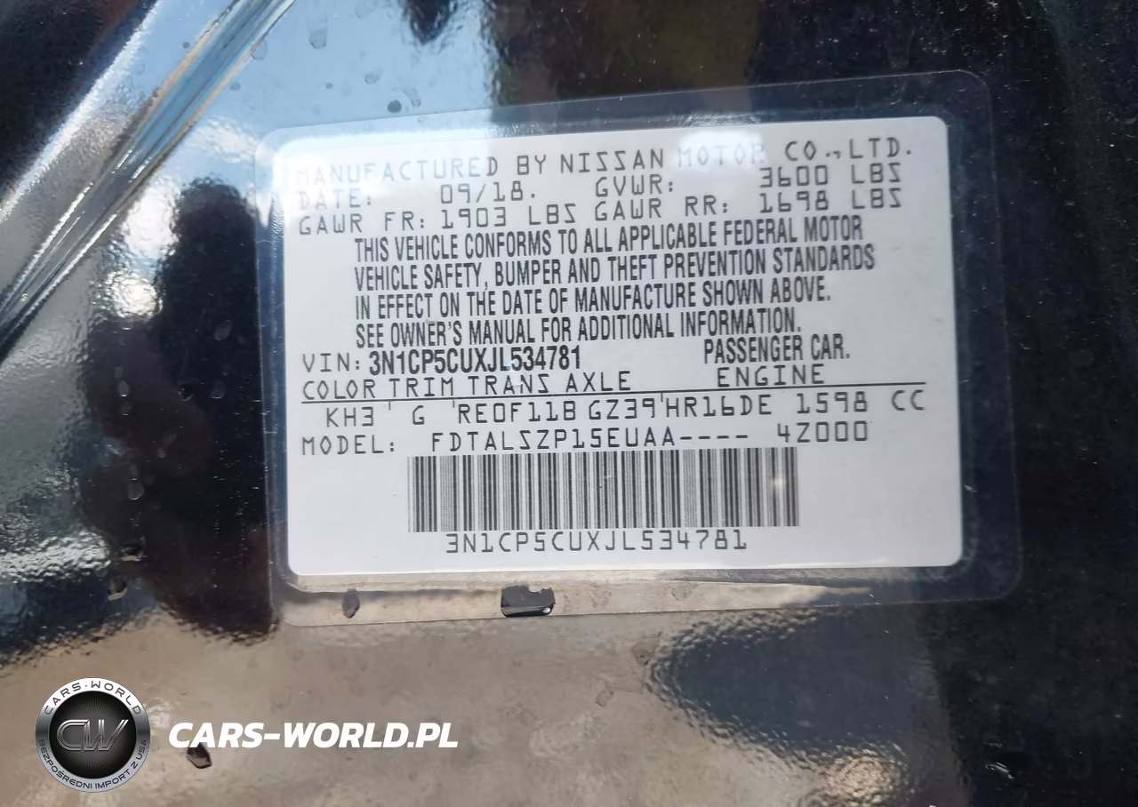 2018 Nissan Kicks Sv VIN:3N1CP5CUXJL534781 - 9