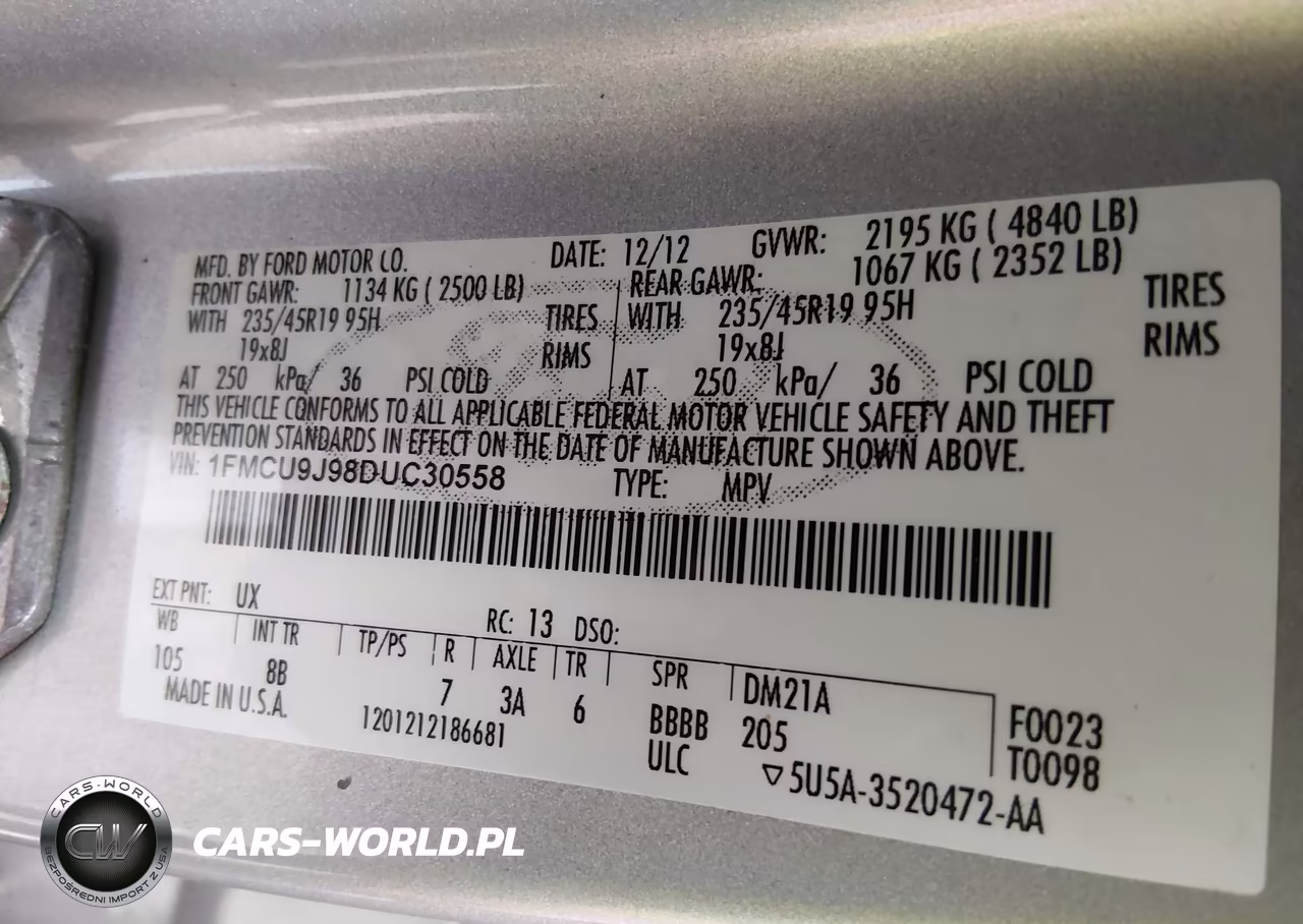 2013 Ford Escape Titanium VIN:1FMCU9J98DUC30558 - 9