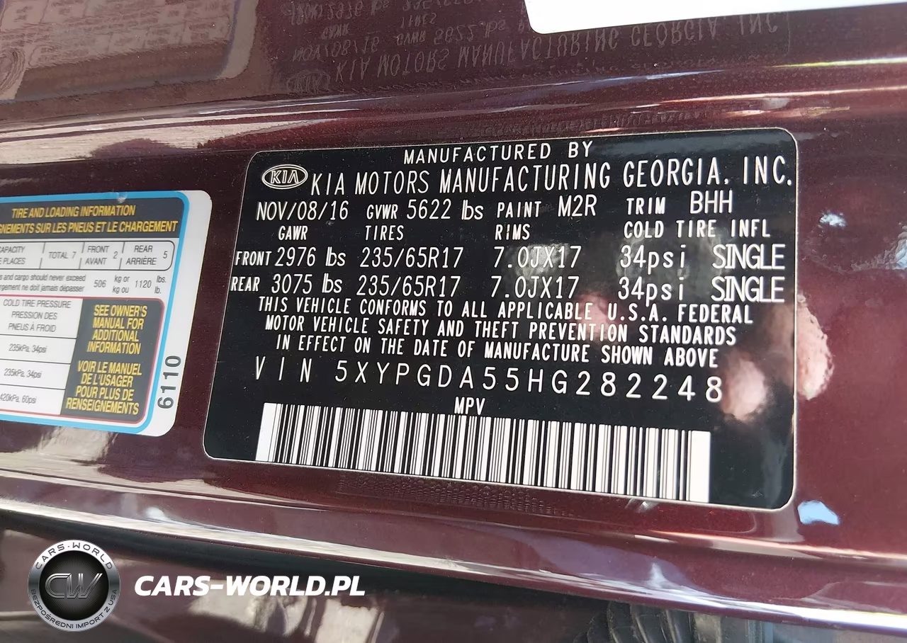 2017 Kia Sorento 3.3L Lx VIN:5XYPGDA55HG282248 - 9