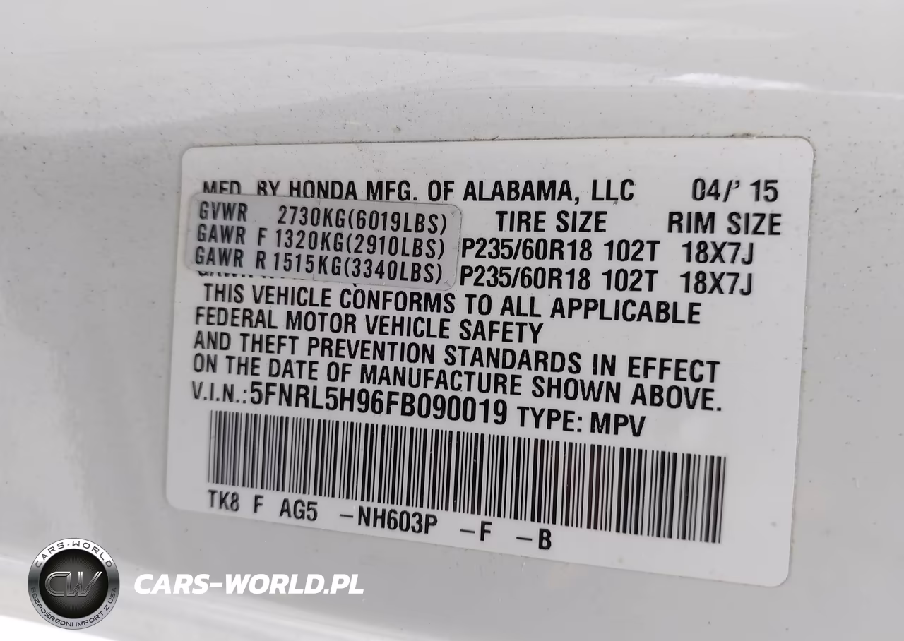 2015 Honda Odyssey Touring-Touring Elite VIN:5FNRL5H96FB090019 - 9