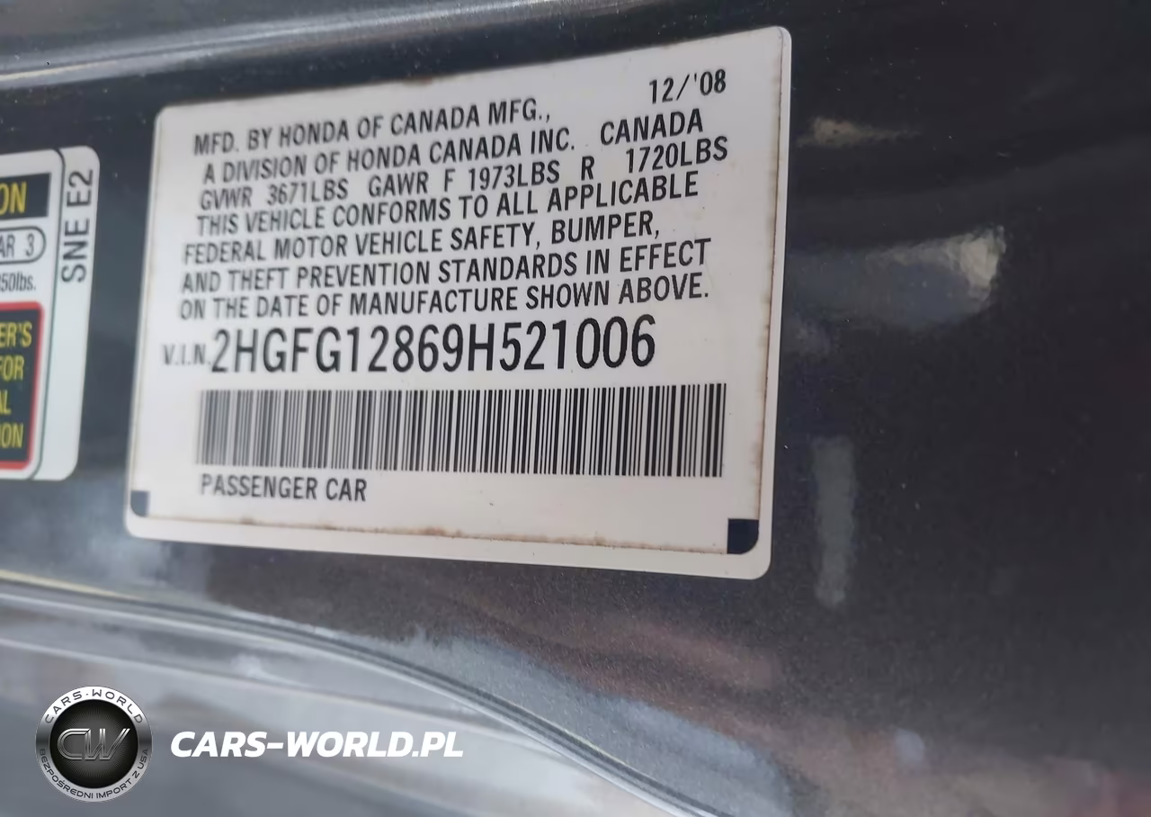 2009 Honda Civic Ex VIN:2HGFG12869H521006 - 9