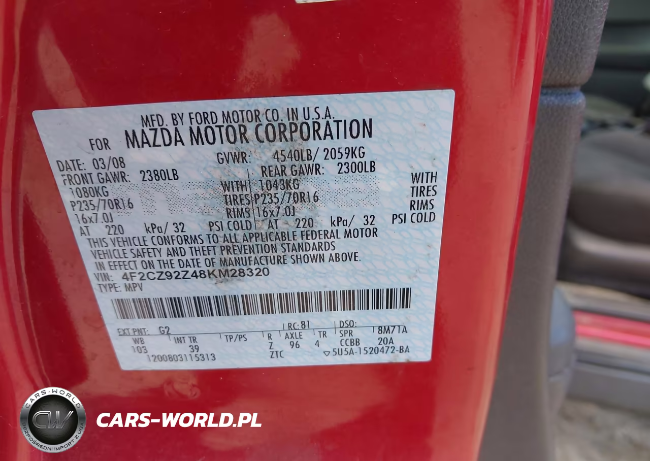 2008 Mazda Tribute Touring VIN:4F2CZ92Z48KM28320 - 9