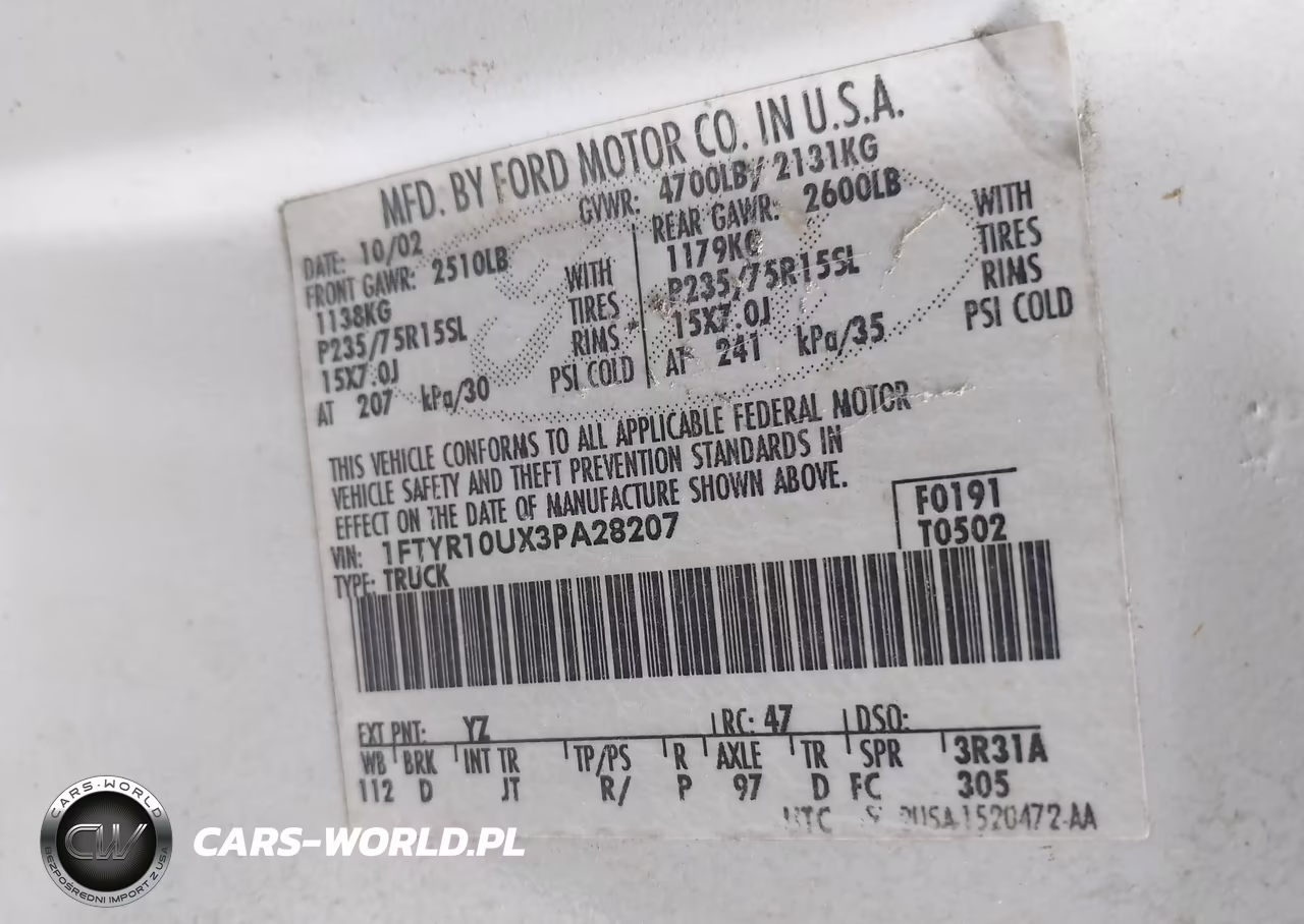 2003 Ford Ranger Edge-Xl-Xlt VIN:1FTYR10UX3PA28207 - 9