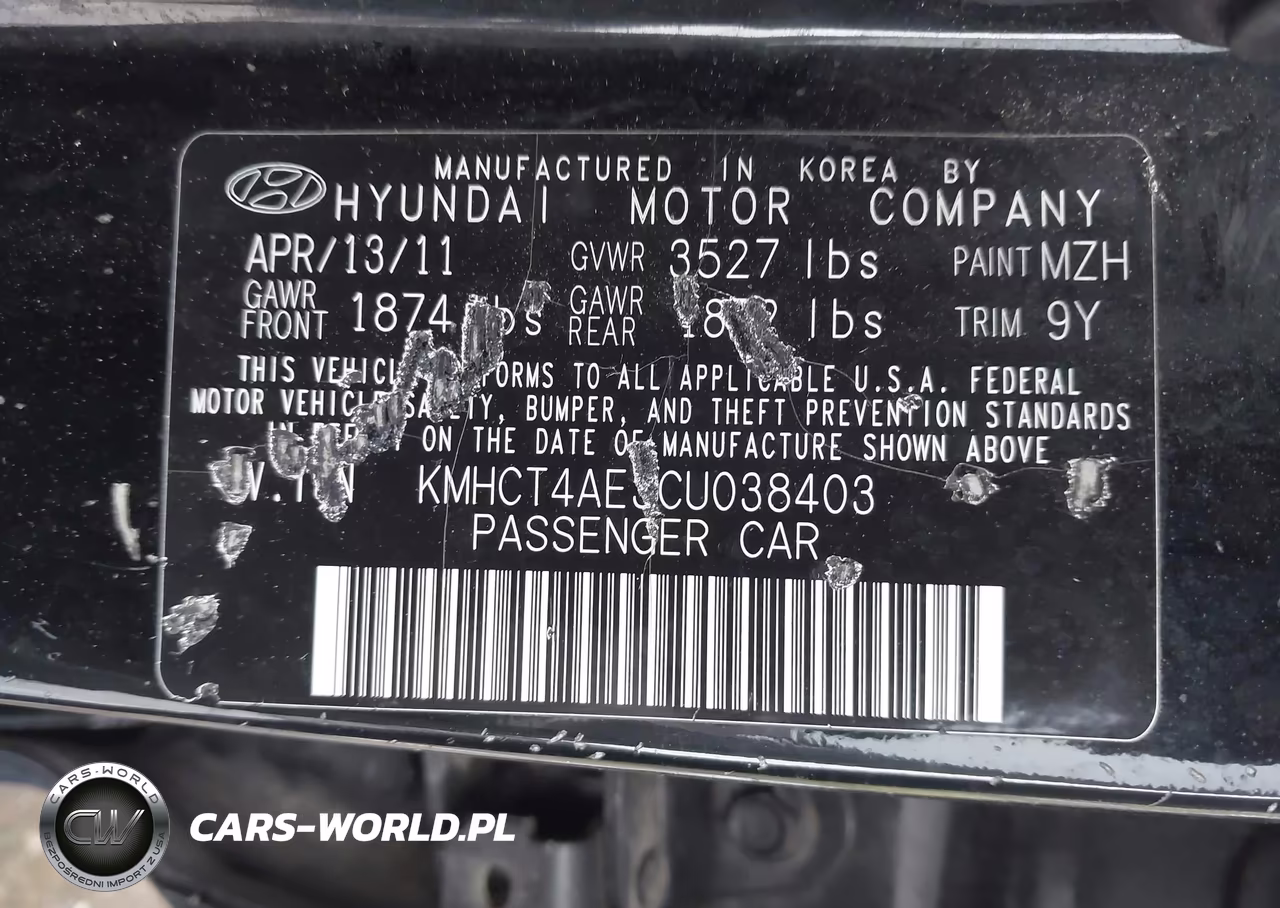 2012 Hyundai Accent Gls VIN:KMHCT4AE3CU038403 - 9