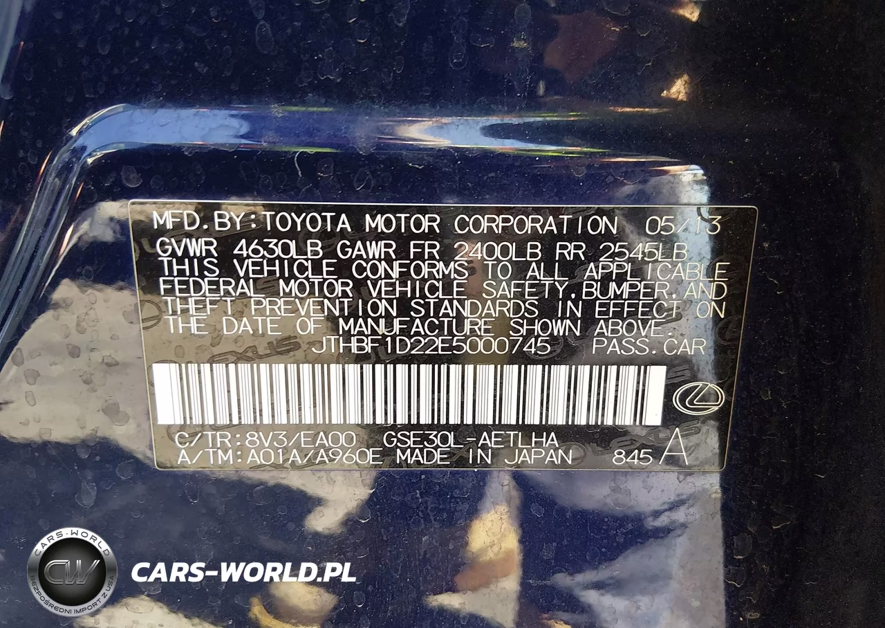 2014 Lexus Is 250 VIN:JTHBF1D22E5000745 - 9