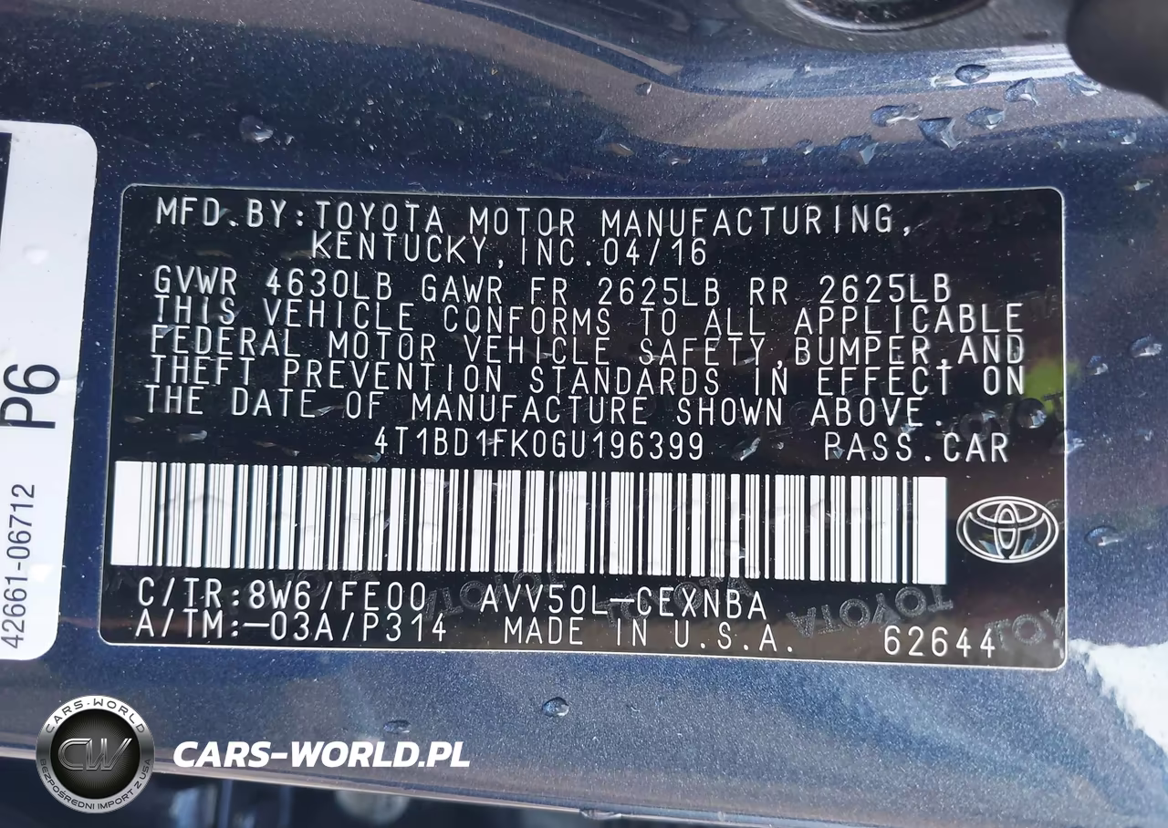 2016 Toyota Camry Hybrid Le VIN:4T1BD1FK0GU196399 - 9