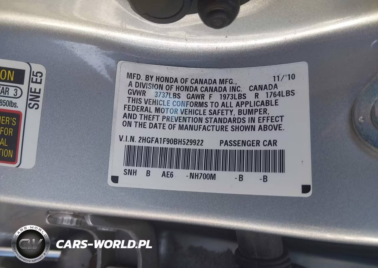 2011 Honda Civic Sdn Ex-L VIN:2HGFA1F90BH529922 - 9