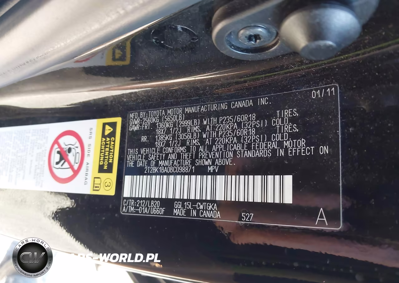 2011 Lexus Rx 350 VIN:2T2BK1BA0BC098871 - 9