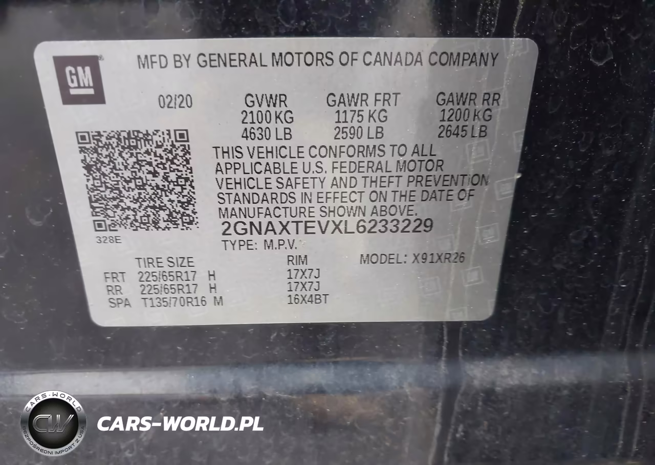 2020 Chevrolet Equinox Awd 2Fl VIN:2GNAXTEVXL6233229 - 9