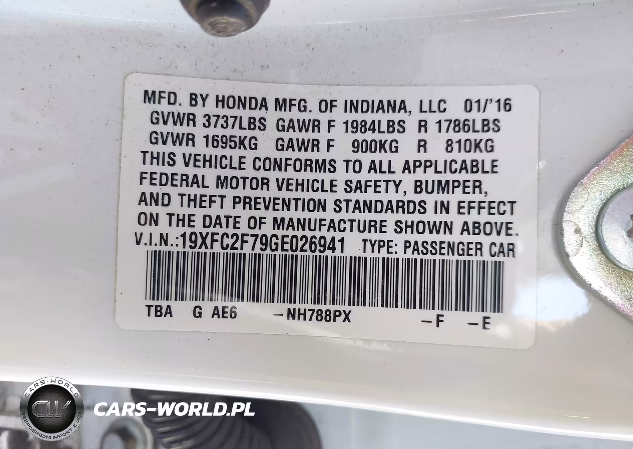 2016 Honda Civic Ex VIN:19XFC2F79GE026941 - 9