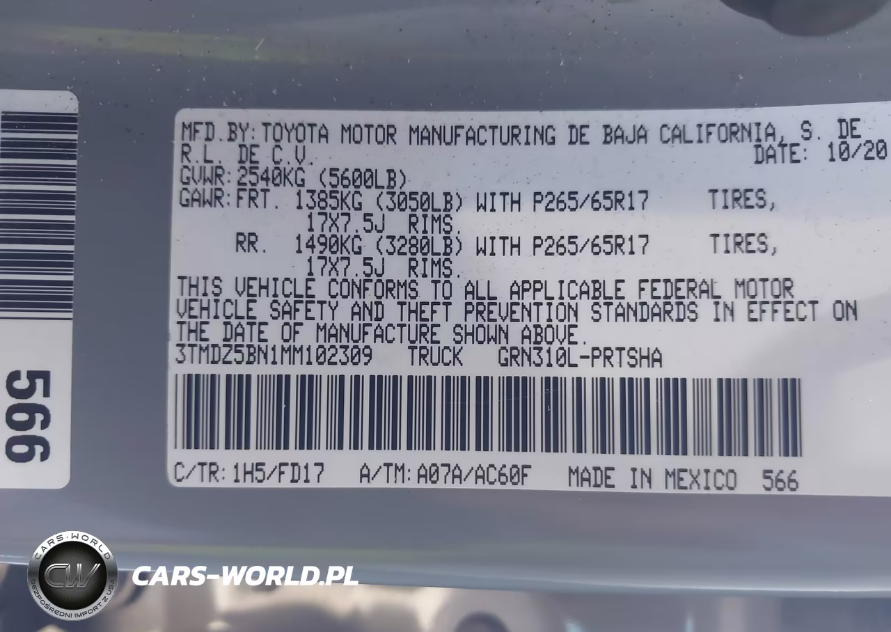 2021 Toyota Tacoma VIN:3TMDZ5BN1MM102309 - 9